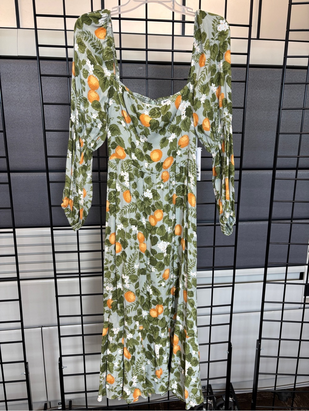 Reformation Orange Grove Printed Long Sleeve Dress